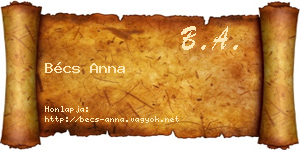 Bécs Anna névjegykártya