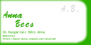 anna becs business card